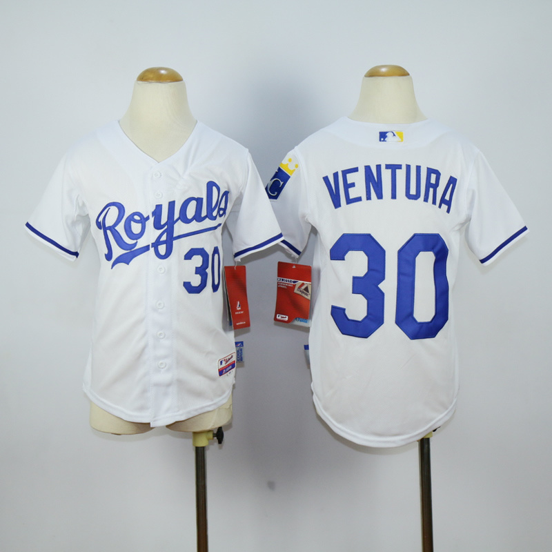 Youth Kansas City Royals #30 Ventura White MLB Jerseys